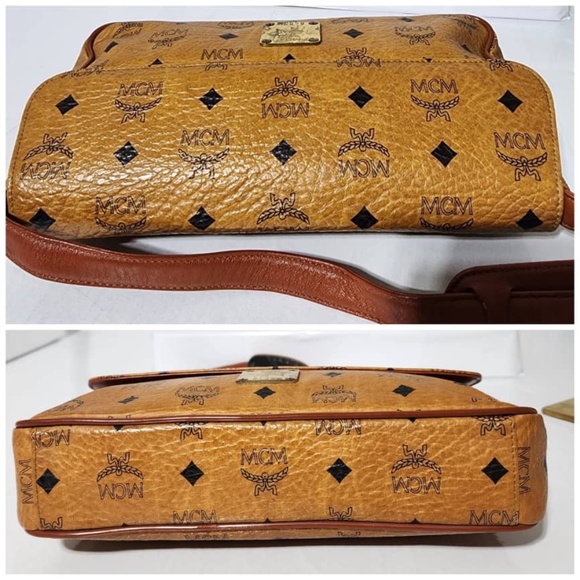 MCM Vintage Cognac Visetos Brown Shoulder Bag with Gold Accents - Picture 11 of 13